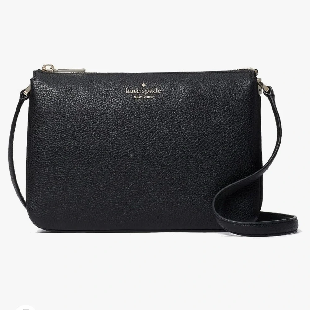 Kate Spade Leila Triple Gusset Crossbody Bag in Black wkr00448 NEW/NWT